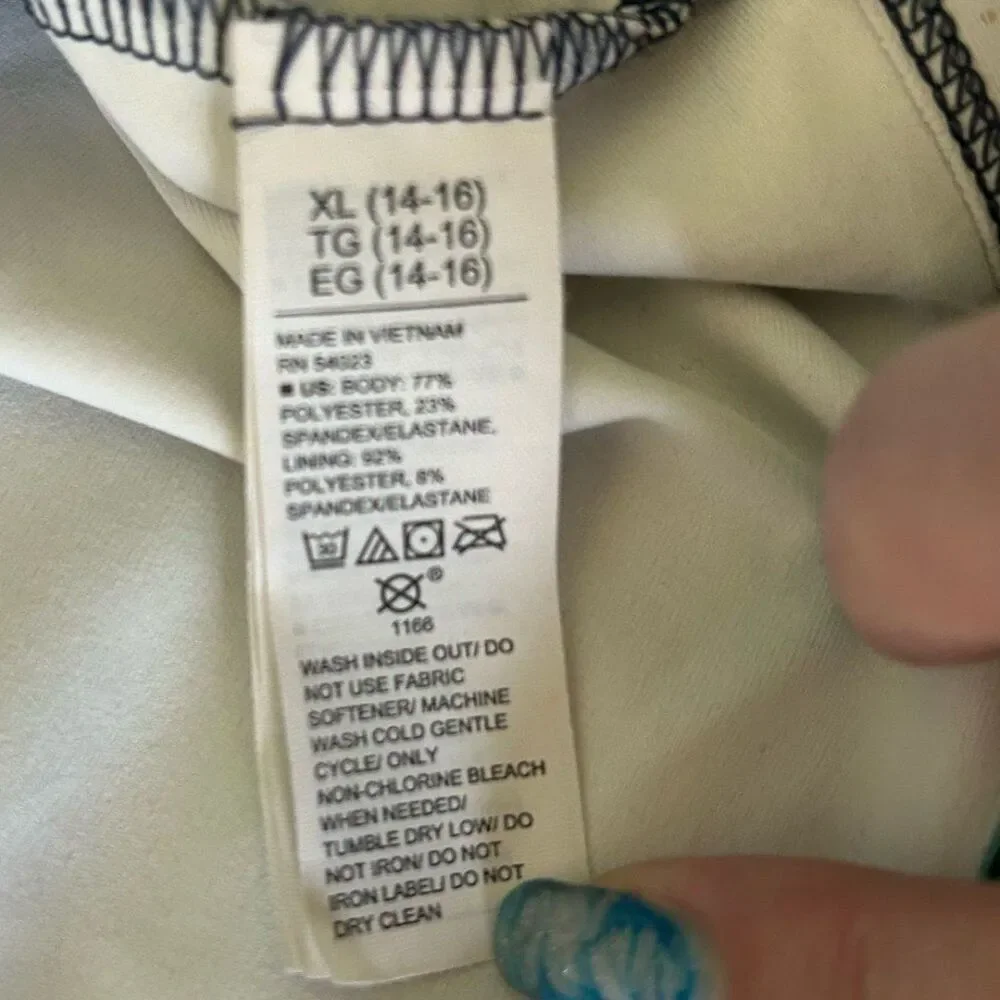 2/$15! Old Navy Powersoft Longline Racerback Go Dry Blue Gold Sports Bra 14-16